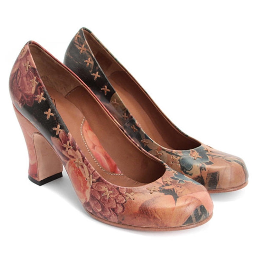 JOHN FLUEVOG Fortune Floral Leather Heeled Shoes 37 👞